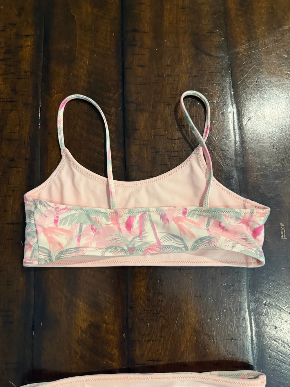 Abercrombie Girls Pink & Mint Palm Print Reversible Bikini Set size 9/10